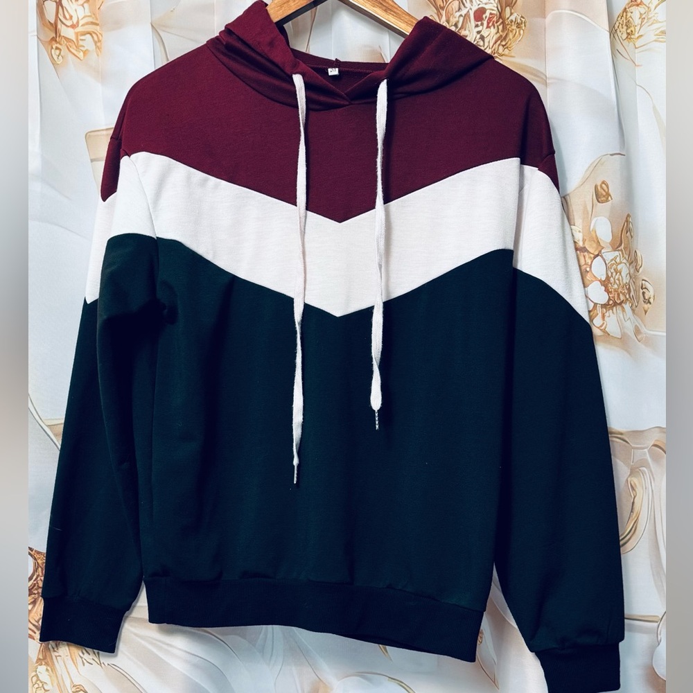 Colorblock Chevron Women's Drawstring Hoodie